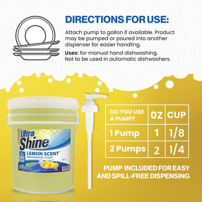 Ultra Shine ™ 5 Gallon 2X Platinum ™ Dish Cleaning Liquid, Lemon Scent, Yellow - VMInnovations