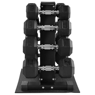 BalanceFrom Dumbbell Set w Stand, Rubber Encased Home Gym Hand Weights(Open Box)