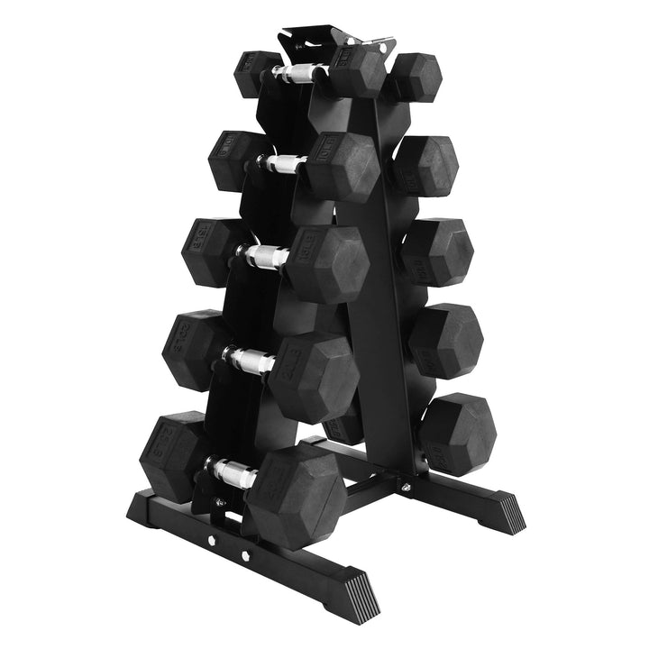 BalanceFrom Dumbbell Set with Stand, Rubber Home Gym Weights, 150lb (Open Box)