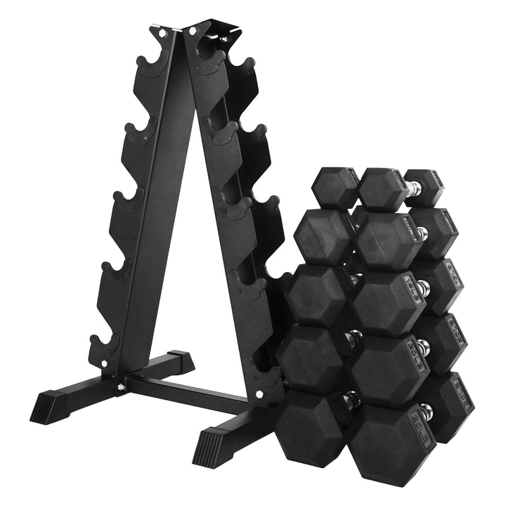 BalanceFrom Dumbbell Set with Stand, Rubber Home Gym Weights, 150lb (Open Box)