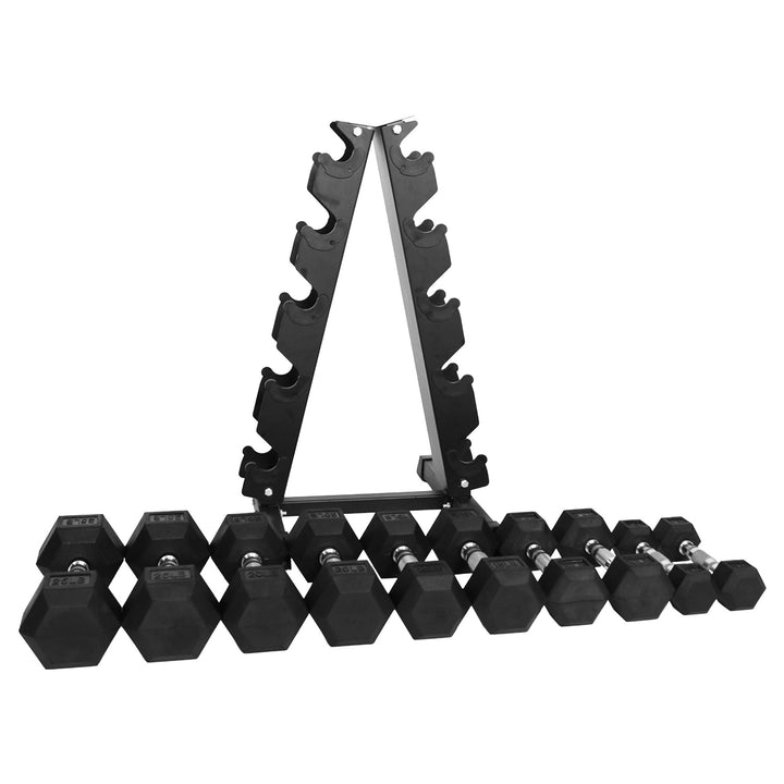 BalanceFrom Dumbbell Set with Stand, Rubber Home Gym Weights, 150lb (Open Box)
