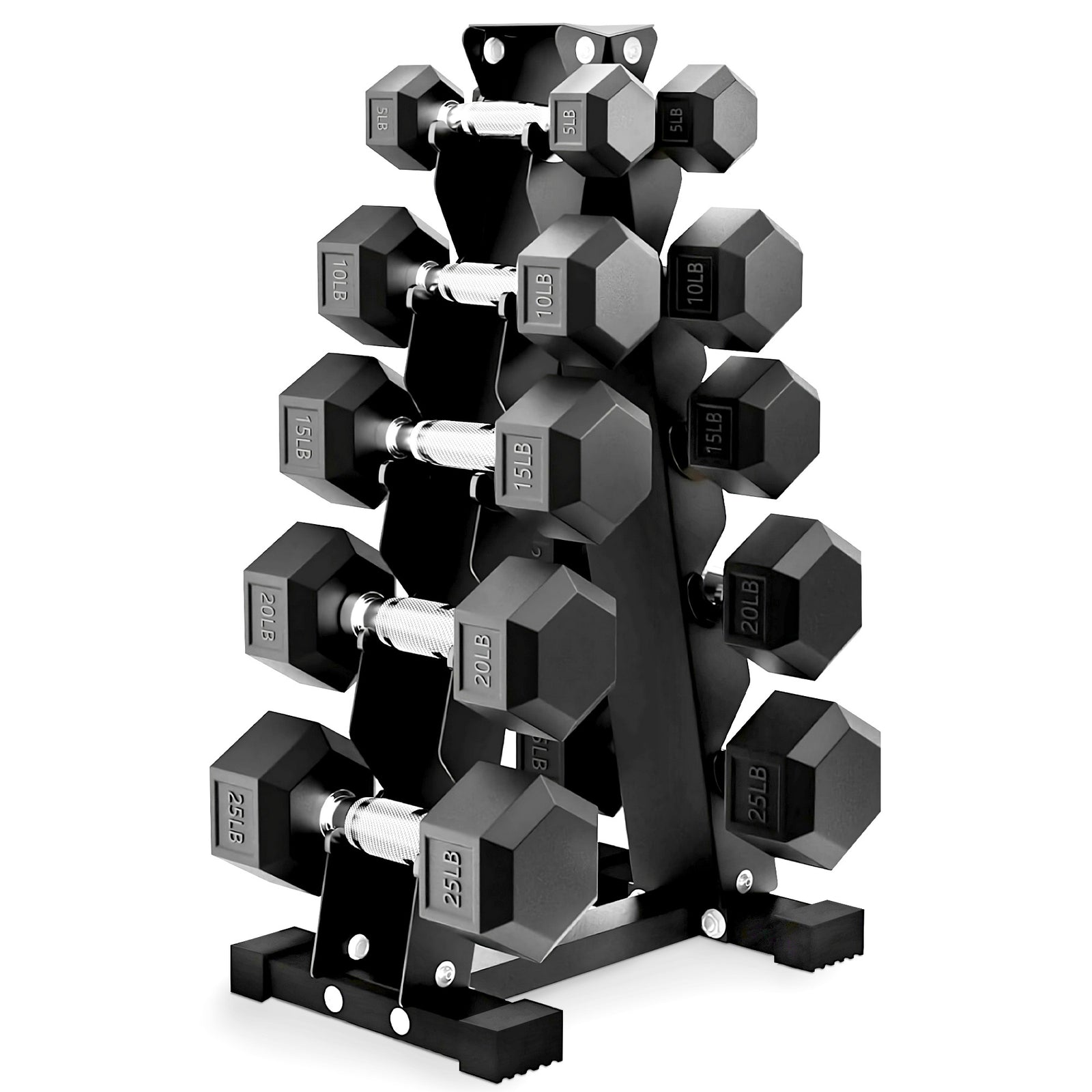 BalanceFrom Dumbbell Set with Stand, Rubber Encased Home Gym Hand Weights, 150lb - VMInnovations