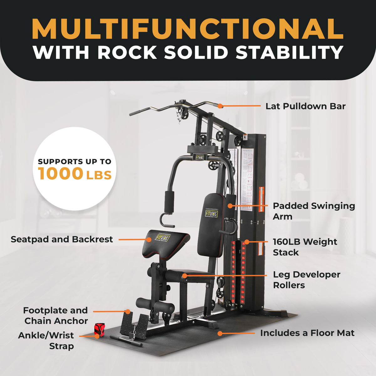 BalanceFrom Multifunctional Home Gym Workout Station Strength Training Equipment