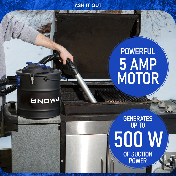 Snow Joe 4.8 Gallon Bagless Ash Vacuum Cleaner, Metal Canister, Blue, ASHJ202E