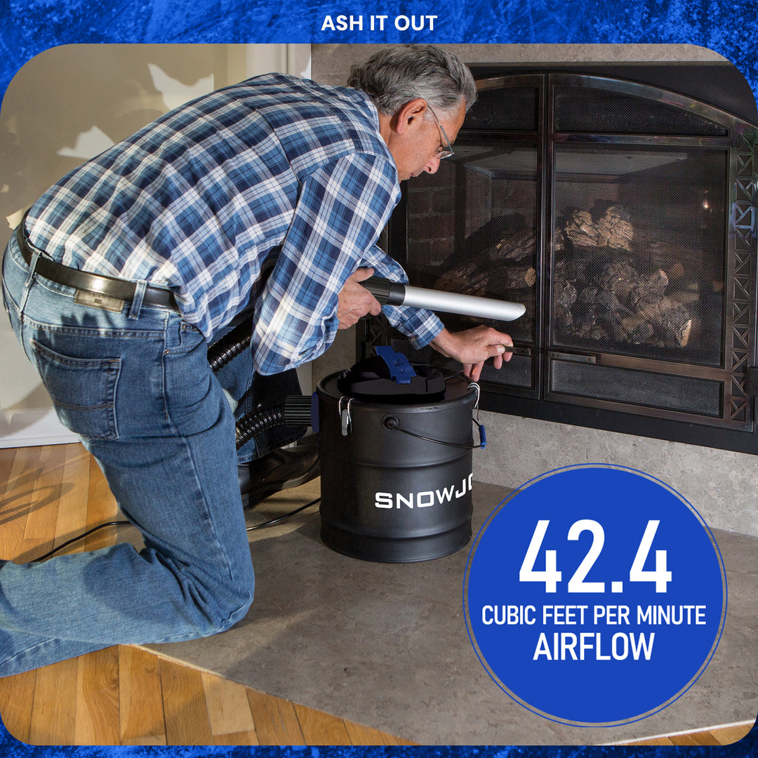 Snow Joe 4.8 Gallon Bagless Ash Vacuum Cleaner, Metal Canister, Blue, ASHJ202E