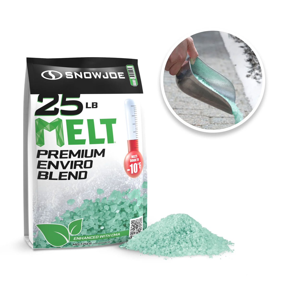 Snow Joe Ice Melt Enviro Blend 25 Pounds & Cordless Battery Powered Snow Shovel