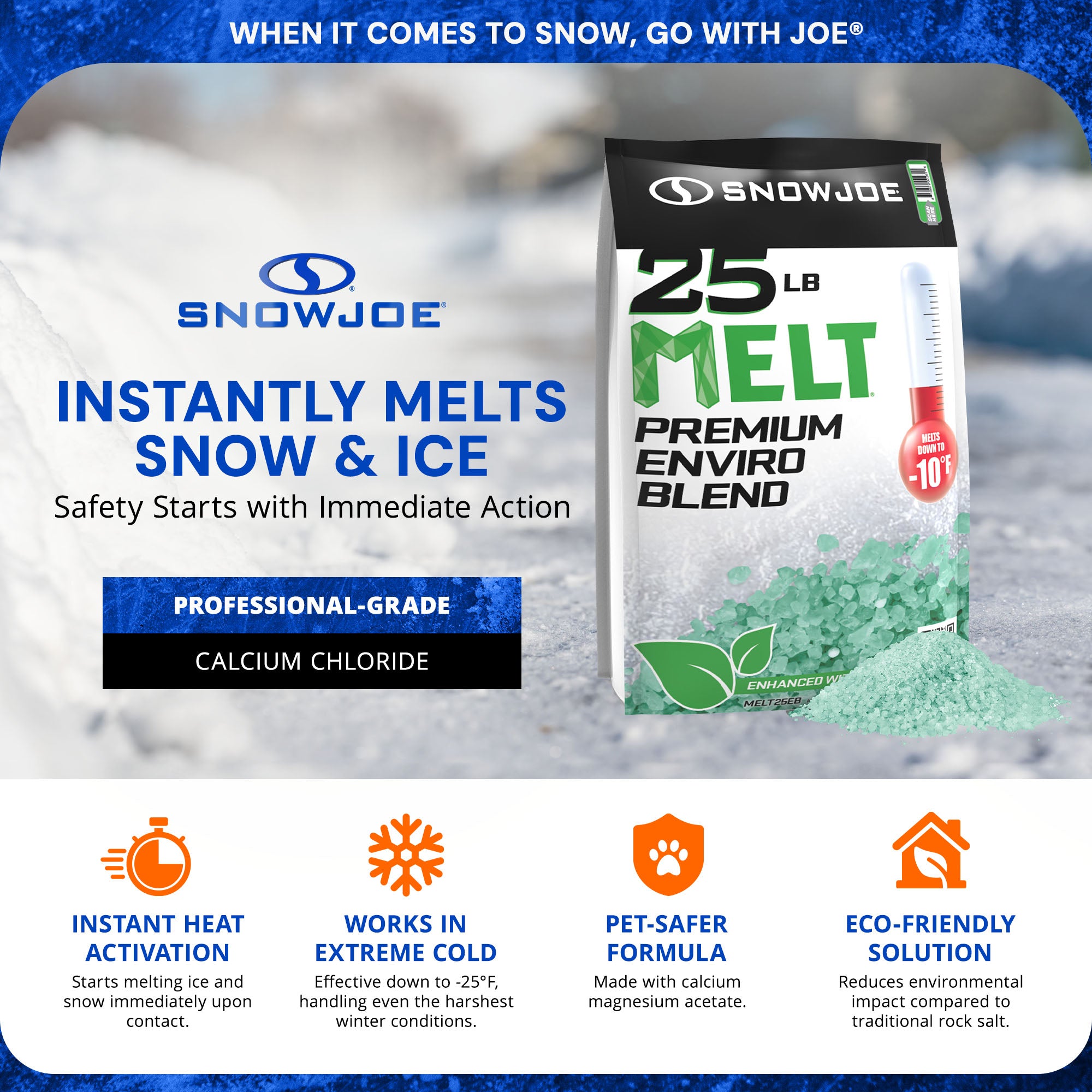 Snow Joe Electric Snow Thrower Bundled with Snow Broom & Ice Melt Pellets, Blue - VMInnovations