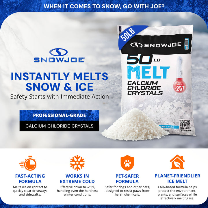 Snow Joe Melt 2 Go Crystal Snow & Ice Melt for Sidewalk, 50 lb, White, AZ-50-CC