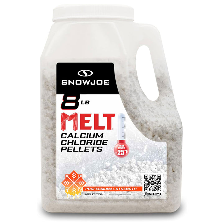 Snow Joe Melt Fast Acting Calcium Chloride Pellets Ice and Snow Melter, 8 Lb Jug
