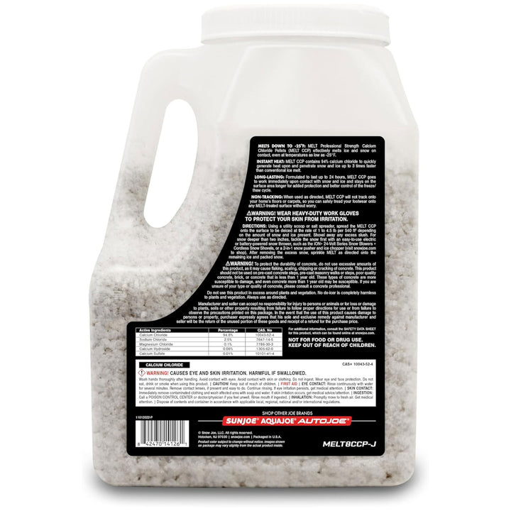 Snow Joe Melt Fast Acting Calcium Chloride Pellets Ice and Snow Melter, 8 Lb Jug