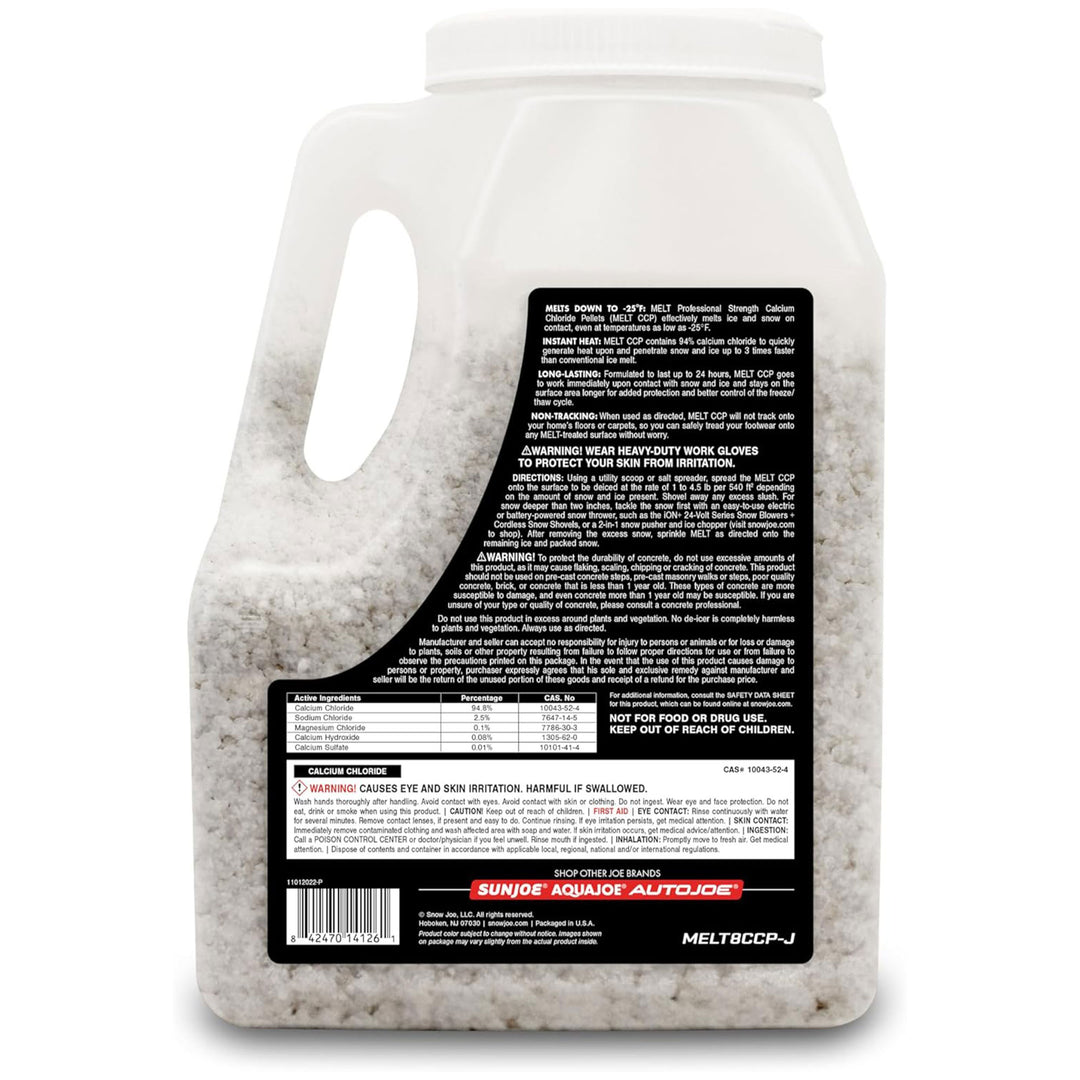 Snow Joe 4 Pack Melt Calcium Chloride Pellets Ice Melter Ice and Snow Melt, 8 Lb
