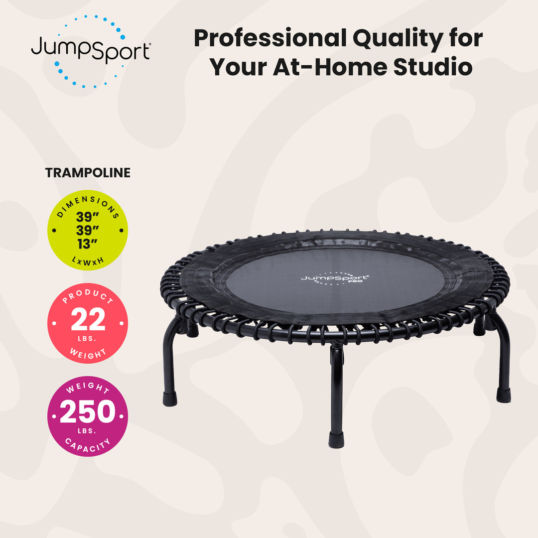 JumpSport 230 Fitness Trampoline, 39-inch | ESSENTIAL | Low-Impact Home Rebounder | 3-Piece Frame