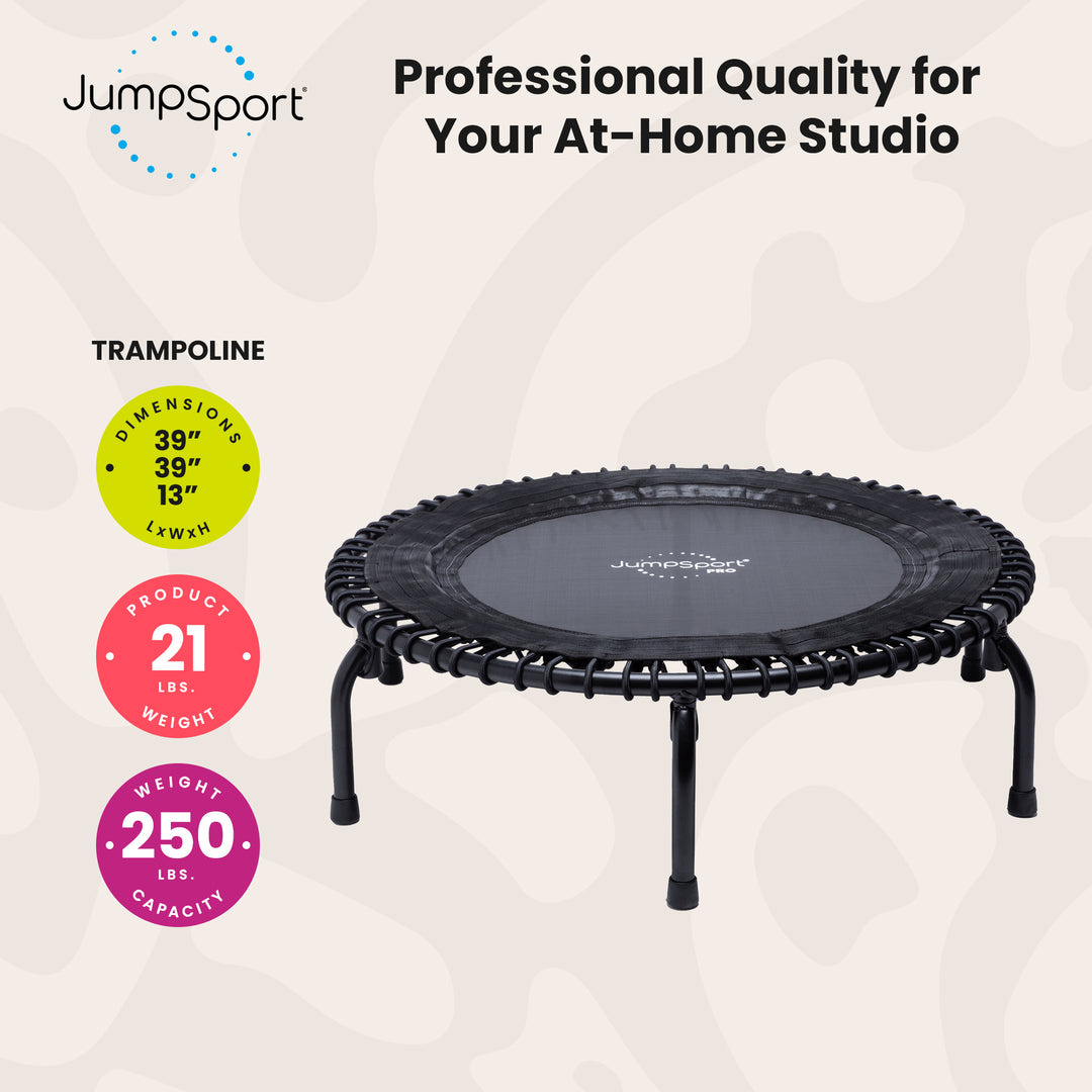 JumpSport Trampoline, 39-inch Low-Impact Home Rebounder | 3pc Frame (Open Box)