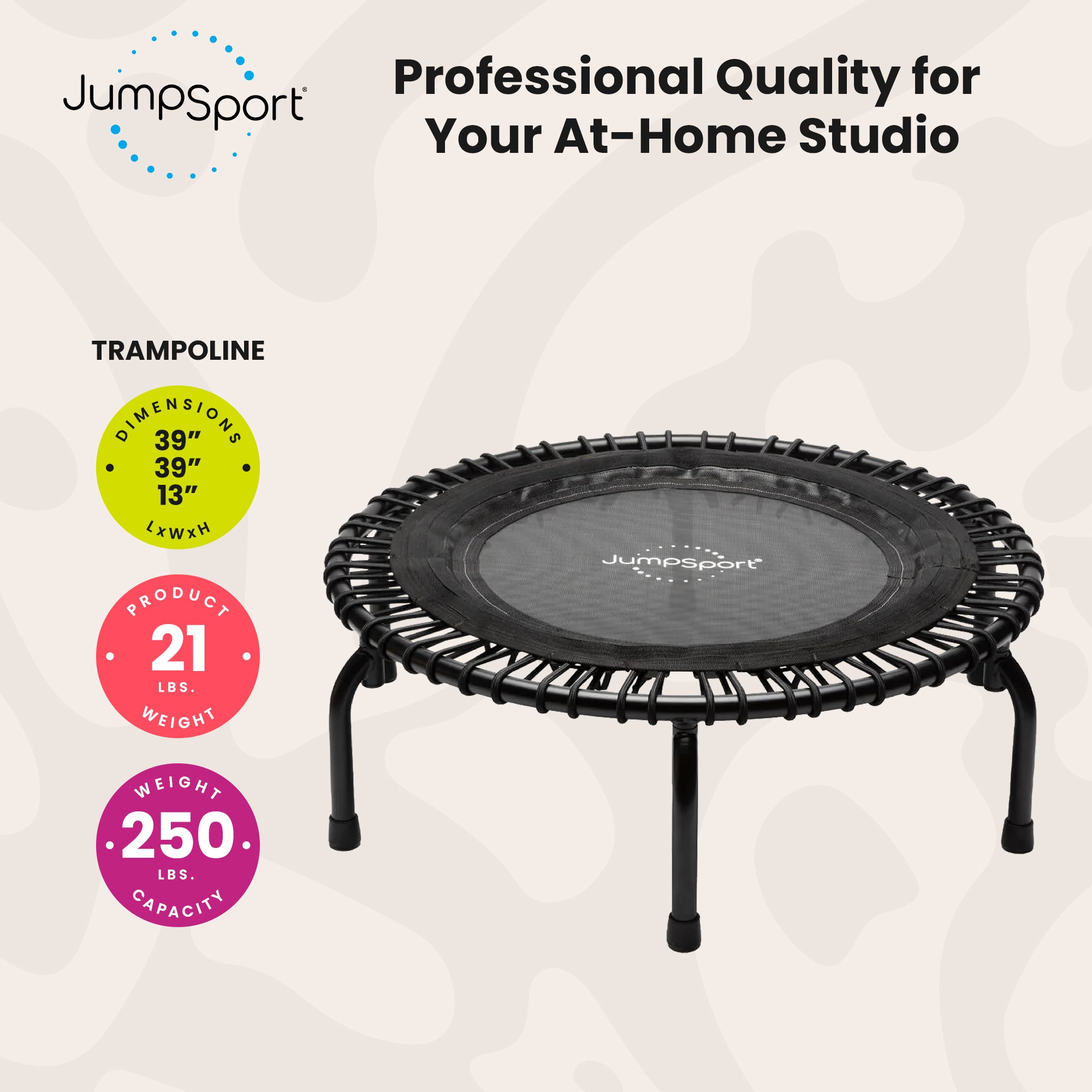 JumpSport 230 Fitness Trampoline, 39-inch | ESSENTIAL | Low-Impact Home Rebounder | 3-Piece Frame (For Parts)