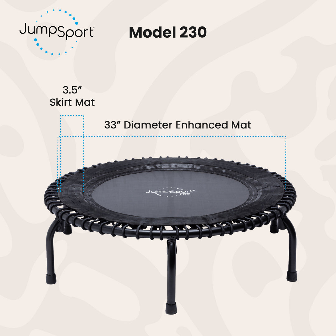 JumpSport 230 Fitness Trampoline, 39-inch | ESSENTIAL | Low-Impact Home Rebounder | 3-Piece Frame