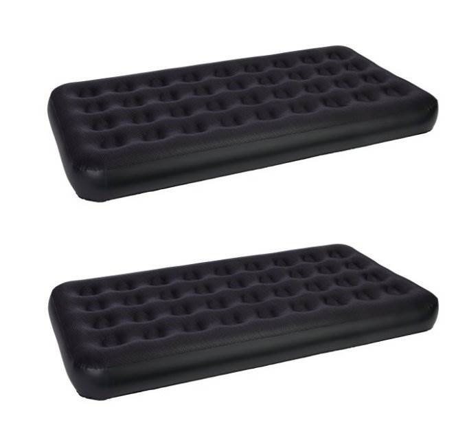 2) INTEX Twin Airbed Velvet Flocked Inflatable Bed Air Mattress & Built-In Pump