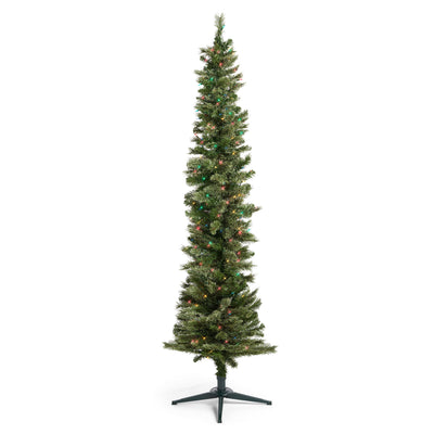 Home Heritage Rotating Tree Stand Base w/Stanley 7' Skinny Pencil Christmas Tree