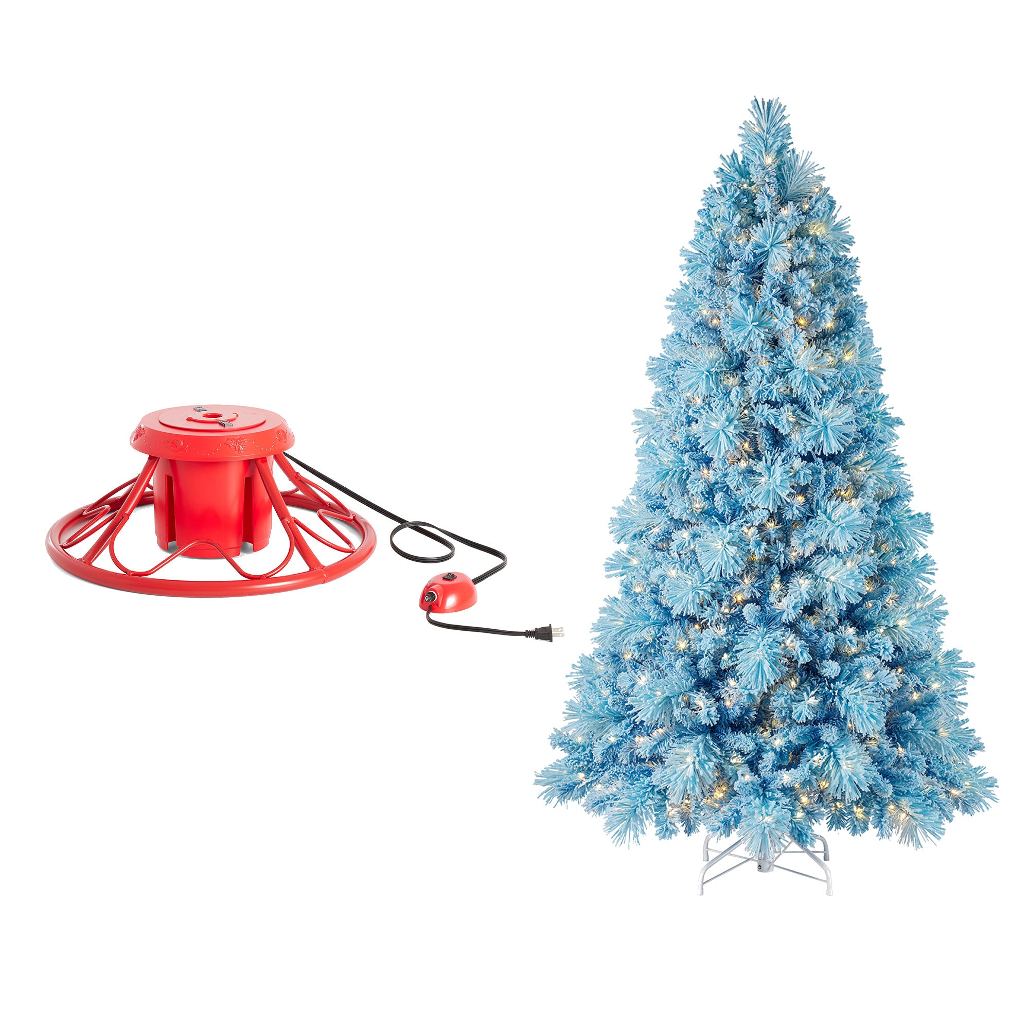 Home Heritage Rotating Tree Stand Base w/Snowdrift 6.5' Pine Christmas Tree