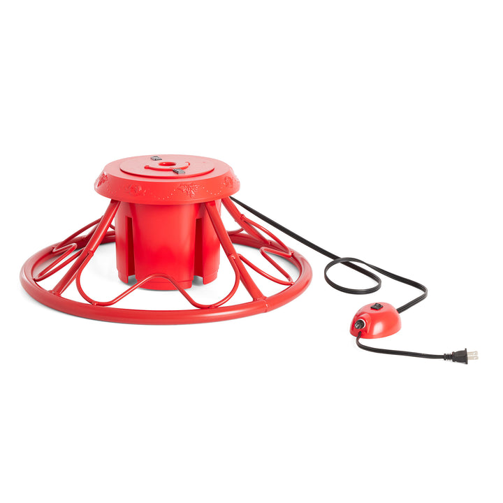 Home Heritage Rotating Tree Stand Base w/ Cascade 7 Ft Pre-Lit Holiday Tree - VMInnovations
