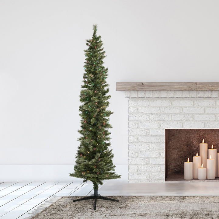 Home Heritage Rotating Tree Stand Base w/Stanley 7' Skinny Pencil Christmas Tree - VMInnovations