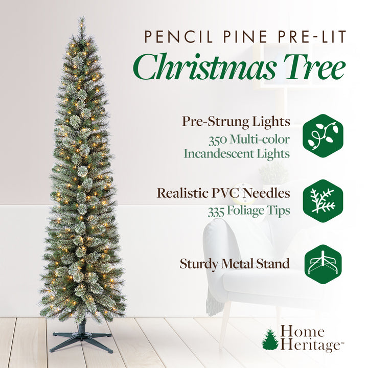 Home Heritage Rotating Tree Stand Base w/Stanley 7' Skinny Pencil Christmas Tree