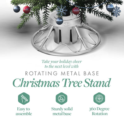 Home Heritage Rotating Tree Stand Base w/Snowdrift 6.5' Pine Christmas Tree - VMInnovations