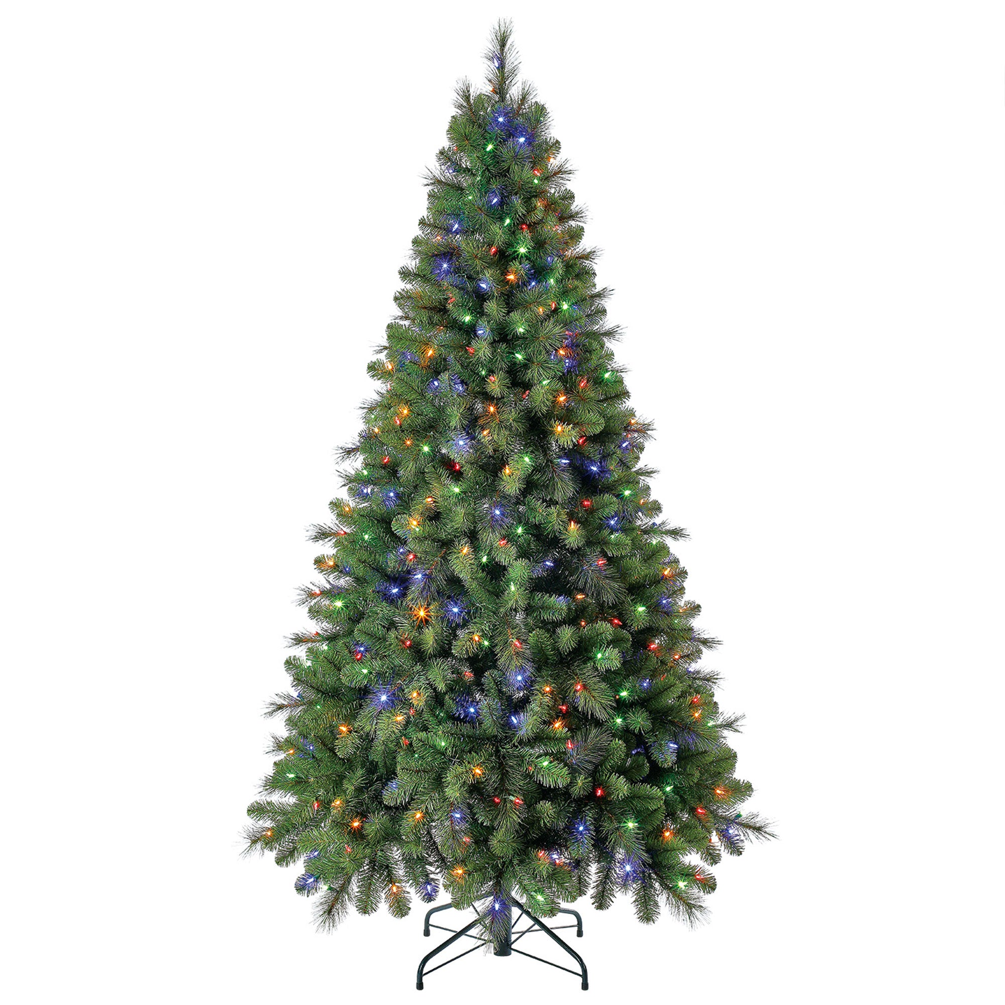 Home Heritage Rotating Tree Stand Base with Cascade Quick Set 7-Ft Pre-Lit Tree - VMInnovations