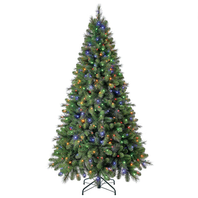 Home Heritage Rotating Tree Stand Base with Cascade Quick Set 7-Ft Pre-Lit Tree - VMInnovations
