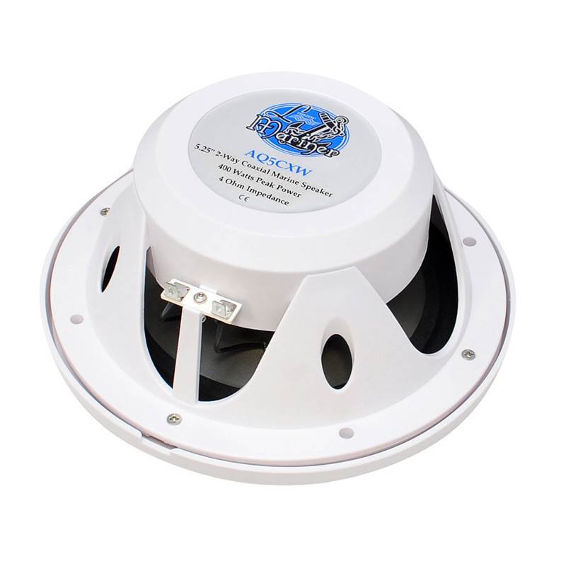 LANZAR AQ5CXW 5.25" 400W 2-Way Marine Boat Speakers PAIR White 400W (For Parts)