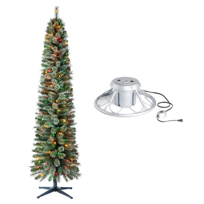 Home Heritage Rotating Tree Stand Base w/Stanley 7' Artificial Christmas Tree - VMInnovations