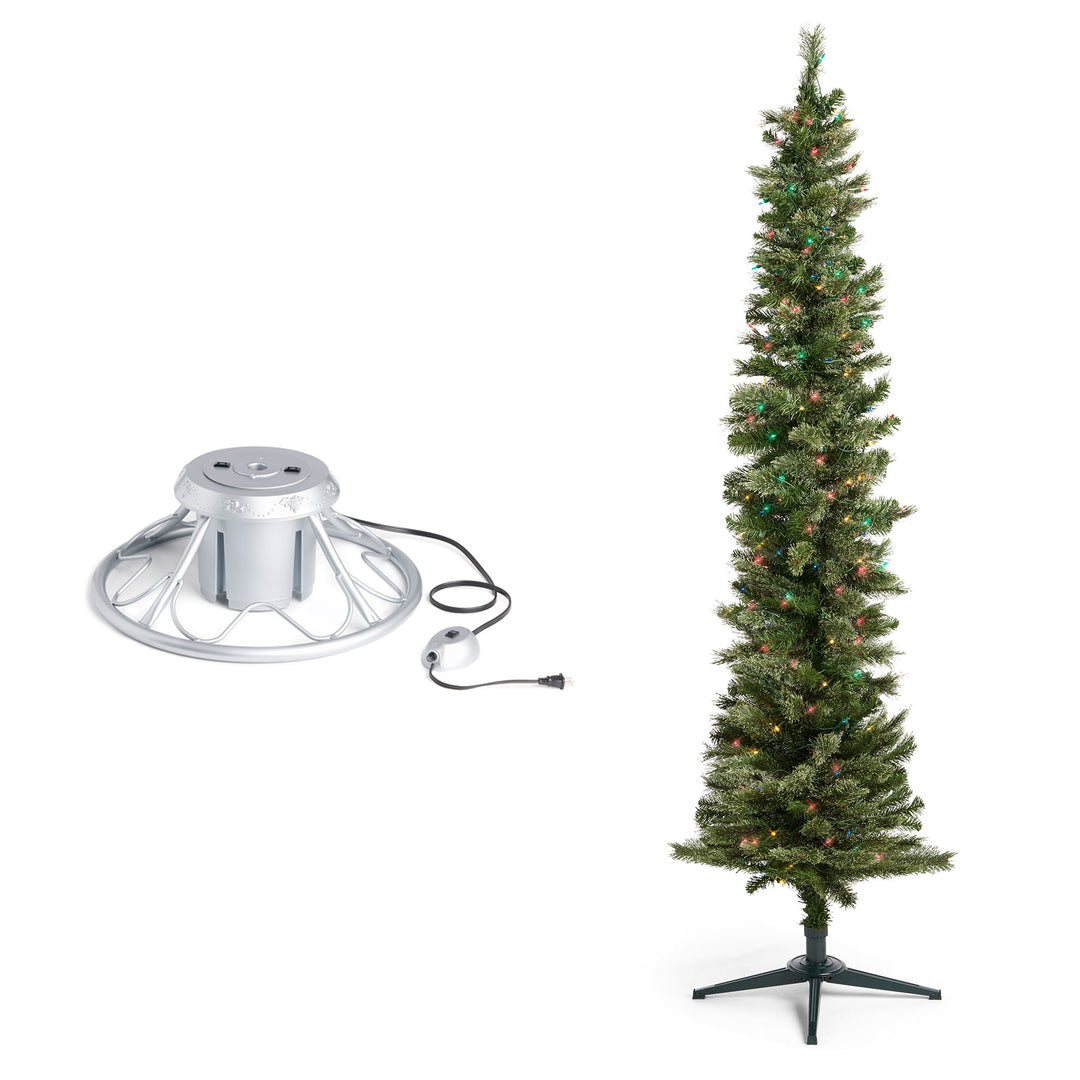 Home Heritage Rotating Tree Stand Base w/Stanley 7' Artificial Christmas Tree - VMInnovations