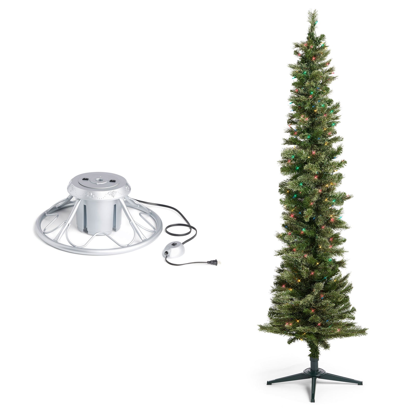 Home Heritage Rotating Tree Stand Base w/Stanley 7' Artificial Christmas Tree - VMInnovations