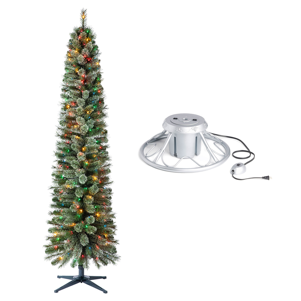 Home Heritage Rotating Tree Stand Base w/Stanley 7' Artificial Christmas Tree