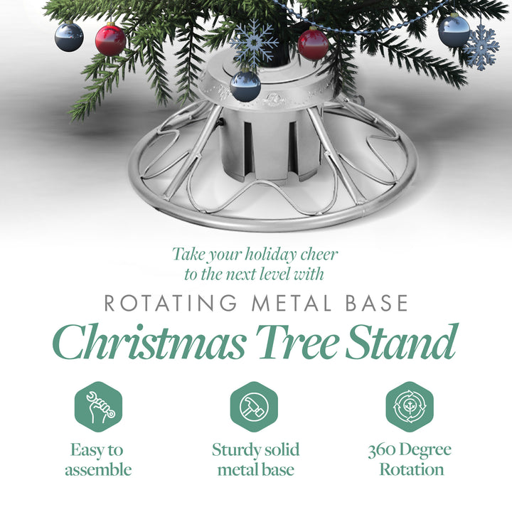 Home Heritage Rotating Tree Stand Base w/Stanley 7' Skinny Pencil Christmas Tree - VMInnovations