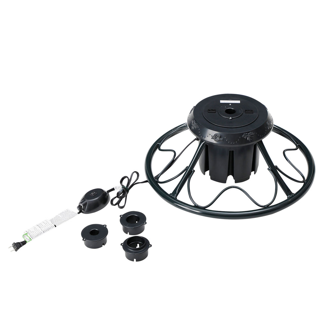 Home Heritage Rotating Tree Stand Base with Cascade Quick Set 5-Ft Pre-Lit Tree - VMInnovations