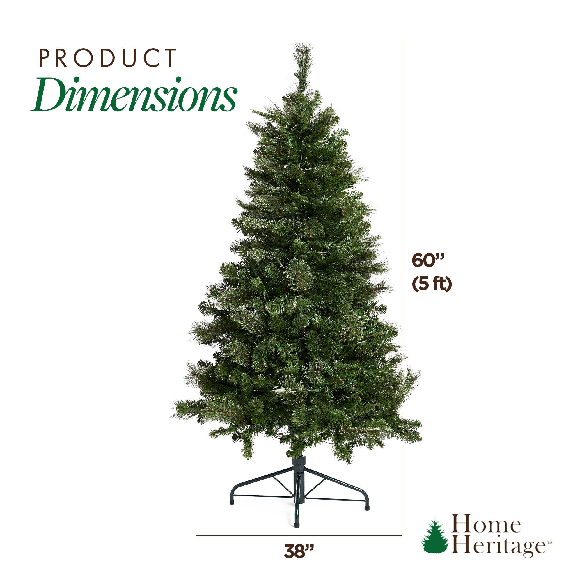 Home Heritage Rotating Tree Stand Base with Cascade Quick Set 5-Ft Pre-Lit Tree - VMInnovations