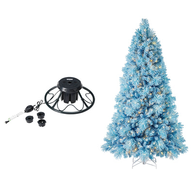 Home Heritage Rotating Tree Stand Base w/Snowdrift 6.5' Pine Christmas Tree