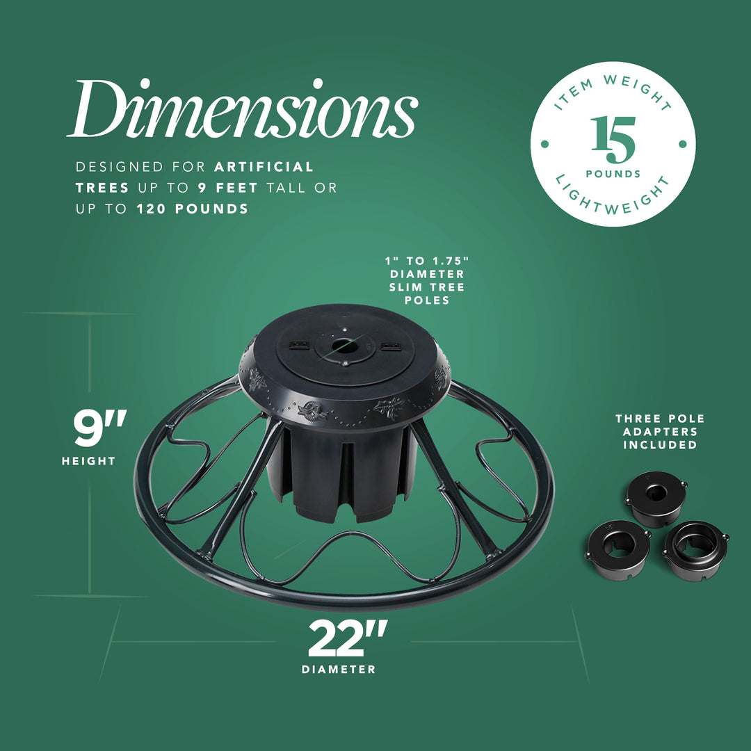Home Heritage Rotating Tree Stand Base w/Stanley 5' Skinny Pencil Christmas Tree - VMInnovations