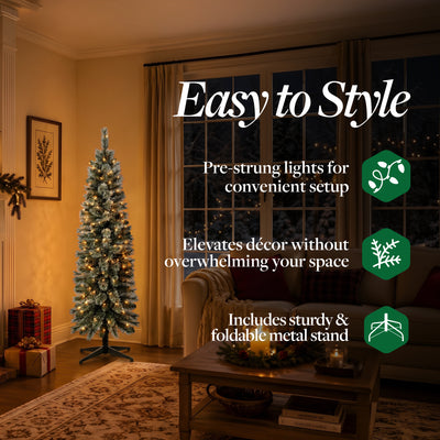 Home Heritage Rotating Tree Stand Base w/Stanley 5' Skinny Pencil Christmas Tree