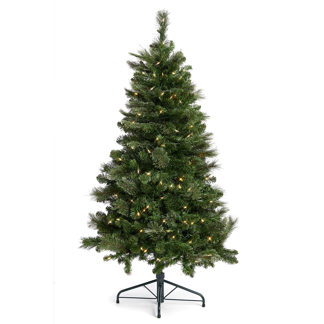 Home Heritage Rotating Tree Stand Base with Cascade Quick Set 5-Ft Pre-Lit Tree - VMInnovations