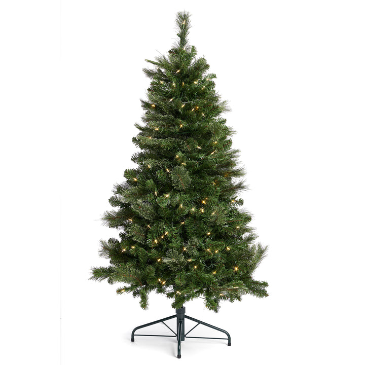 Home Heritage Rotating Tree Stand Base with Cascade Quick Set 5-Ft Pre-Lit Tree - VMInnovations
