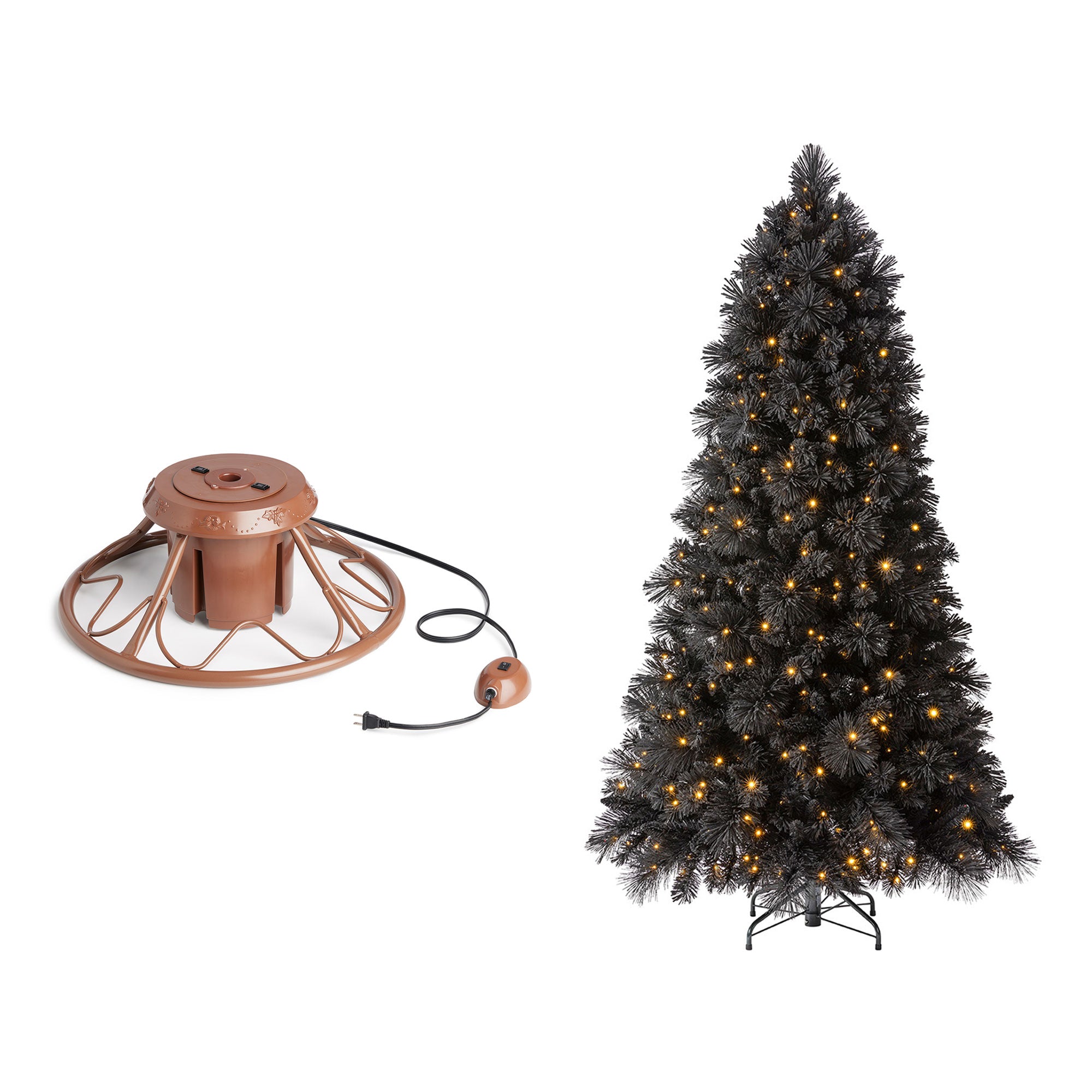 Home Heritage Rotating Tree Stand Base w/Snowdrift 6.5' Pine Christmas Tree - VMInnovations