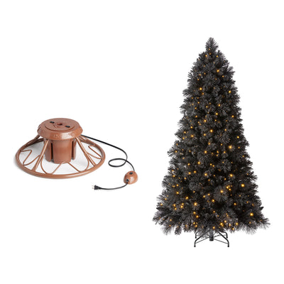 Home Heritage Rotating Tree Stand Base w/Snowdrift 6.5' Pine Christmas Tree - VMInnovations