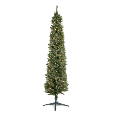 Home Heritage Rotating Tree Stand Base w/Stanley 7' Skinny Pencil Christmas Tree - VMInnovations