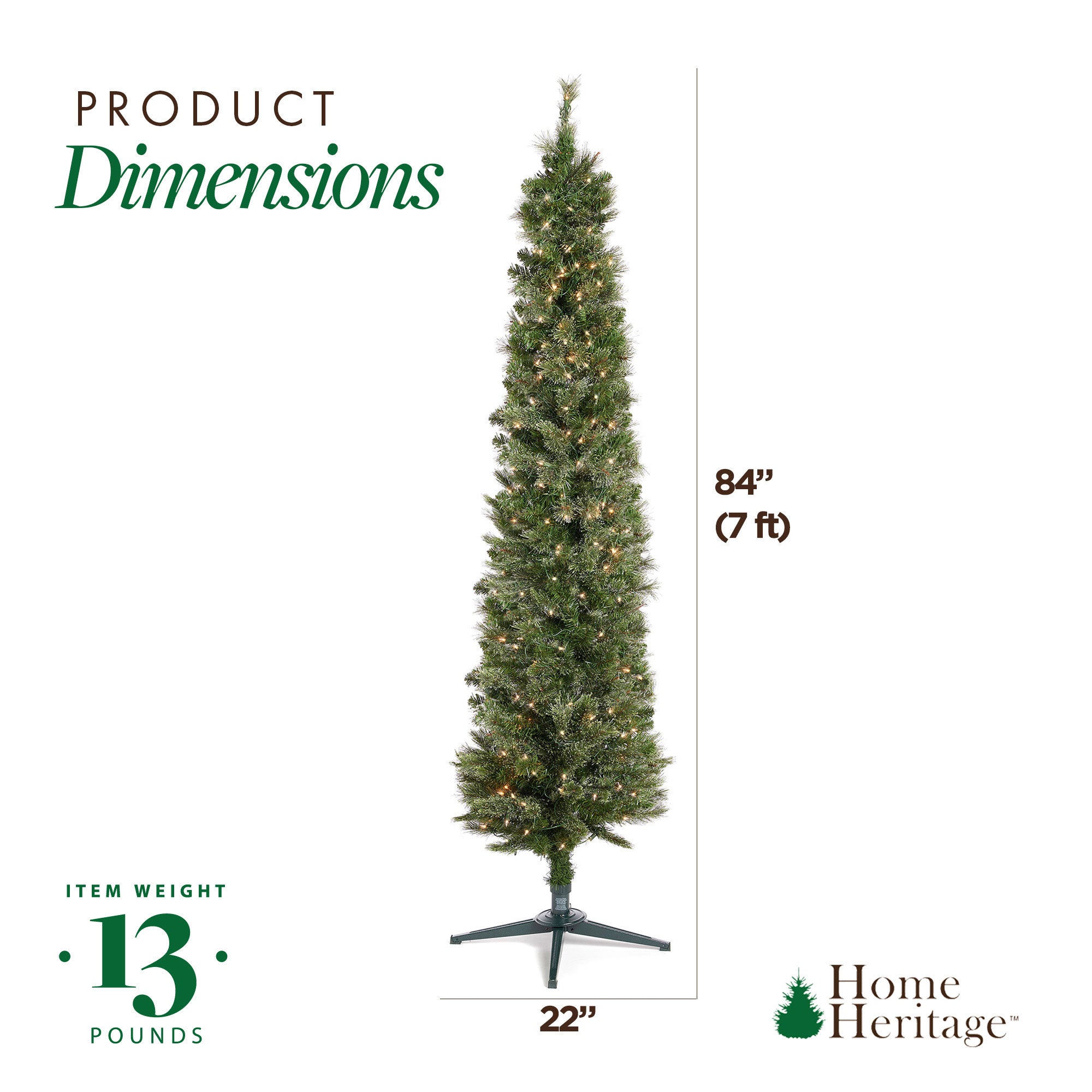 Home Heritage Rotating Tree Stand Base w/Stanley 7' Skinny Pencil Christmas Tree - VMInnovations