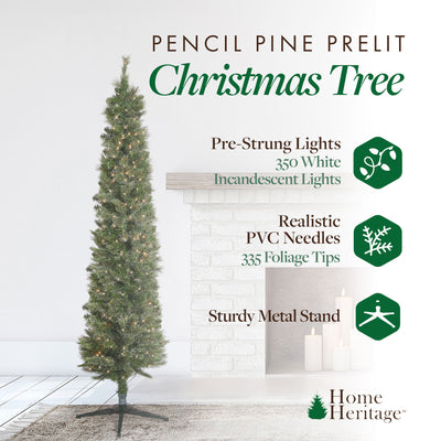 Home Heritage Rotating Tree Stand Base w/Stanley 7' Skinny Pencil Christmas Tree - VMInnovations