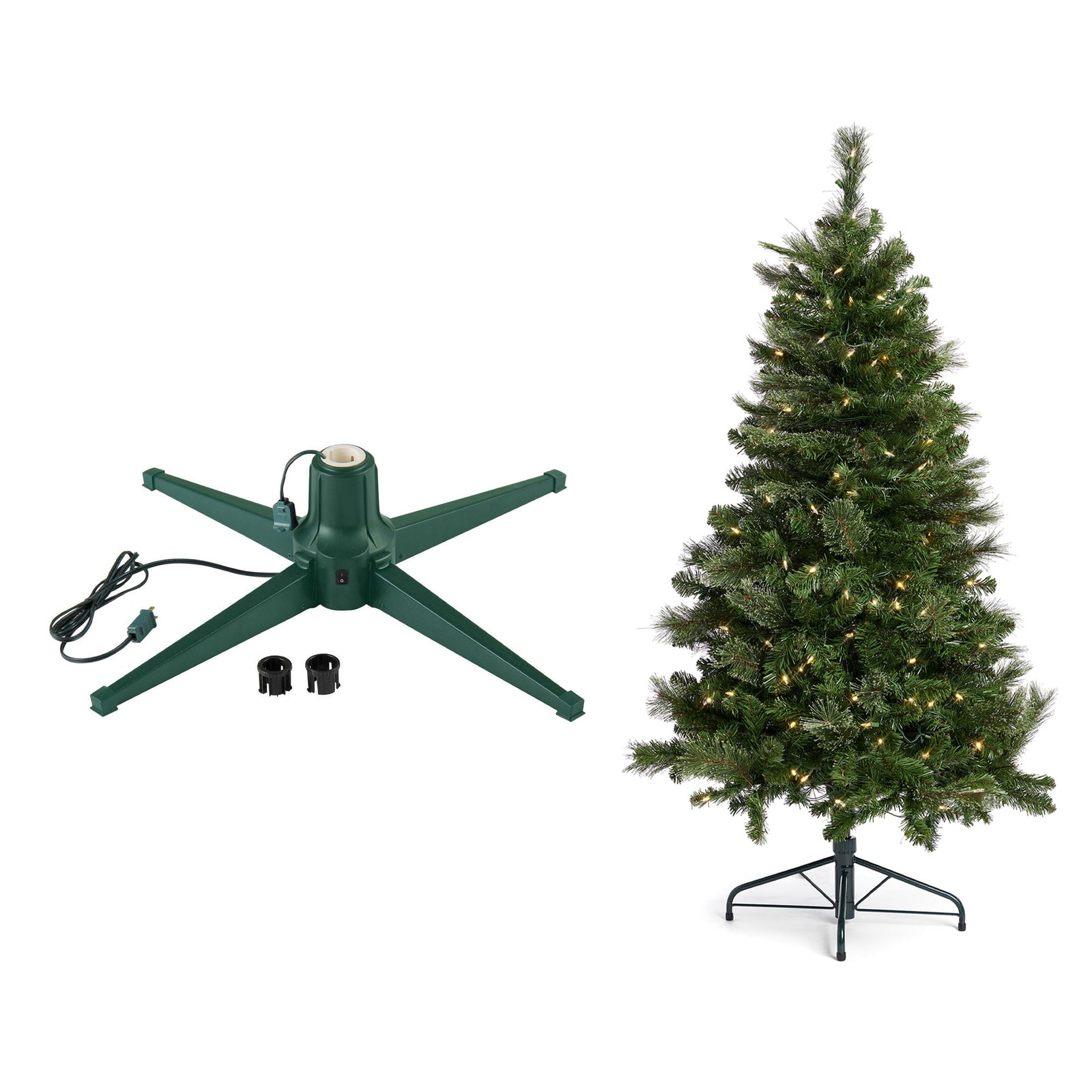 Home Heritage 1-1.5 In Rotating Metal Stand, Green with 5 Foot Christmas Tree - VMInnovations