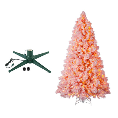 Home Heritage Rotating Tree Stand Base w/Snowdrift 6.5' Pine Christmas Tree