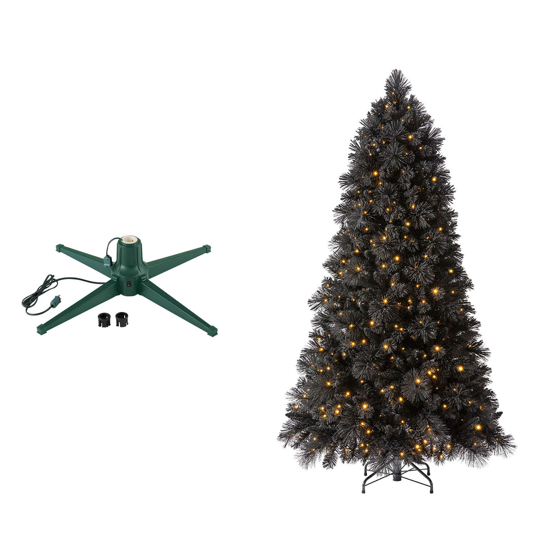 Home Heritage Rotating Tree Stand Base w/Snowdrift 6.5' Pine Christmas Tree - VMInnovations