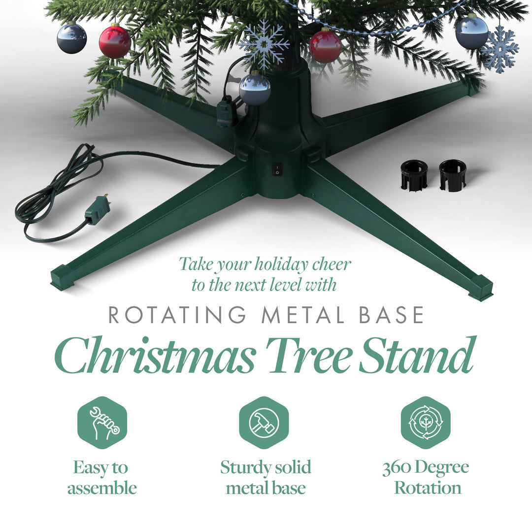 Home Heritage Brighampton Spruce Christmas Tree, 7' with Metal Base Stand, Green